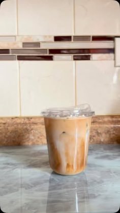 An iced latte on the counter
